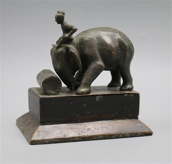 A Burmese bronze model elephant